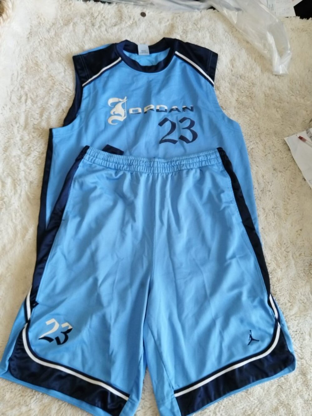 Vintage Y2K Jordan 23 Basketball Jersey & Shorts Set UNC Carolina Blue Mens L
